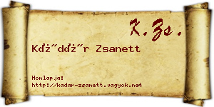 Kádár Zsanett névjegykártya